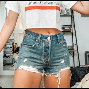 distressed Levi shorts